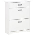 White 3-Drawer Shoe Cabinet with 2 Flip Doors B17548