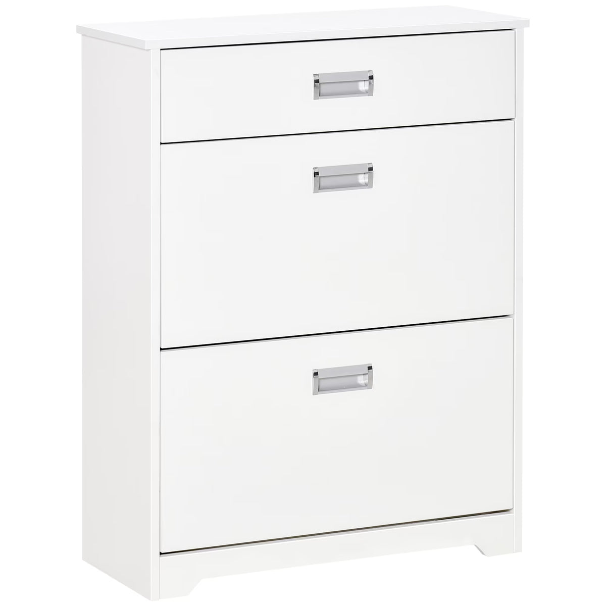 White 3-Drawer Shoe Cabinet with 2 Flip Doors B17548