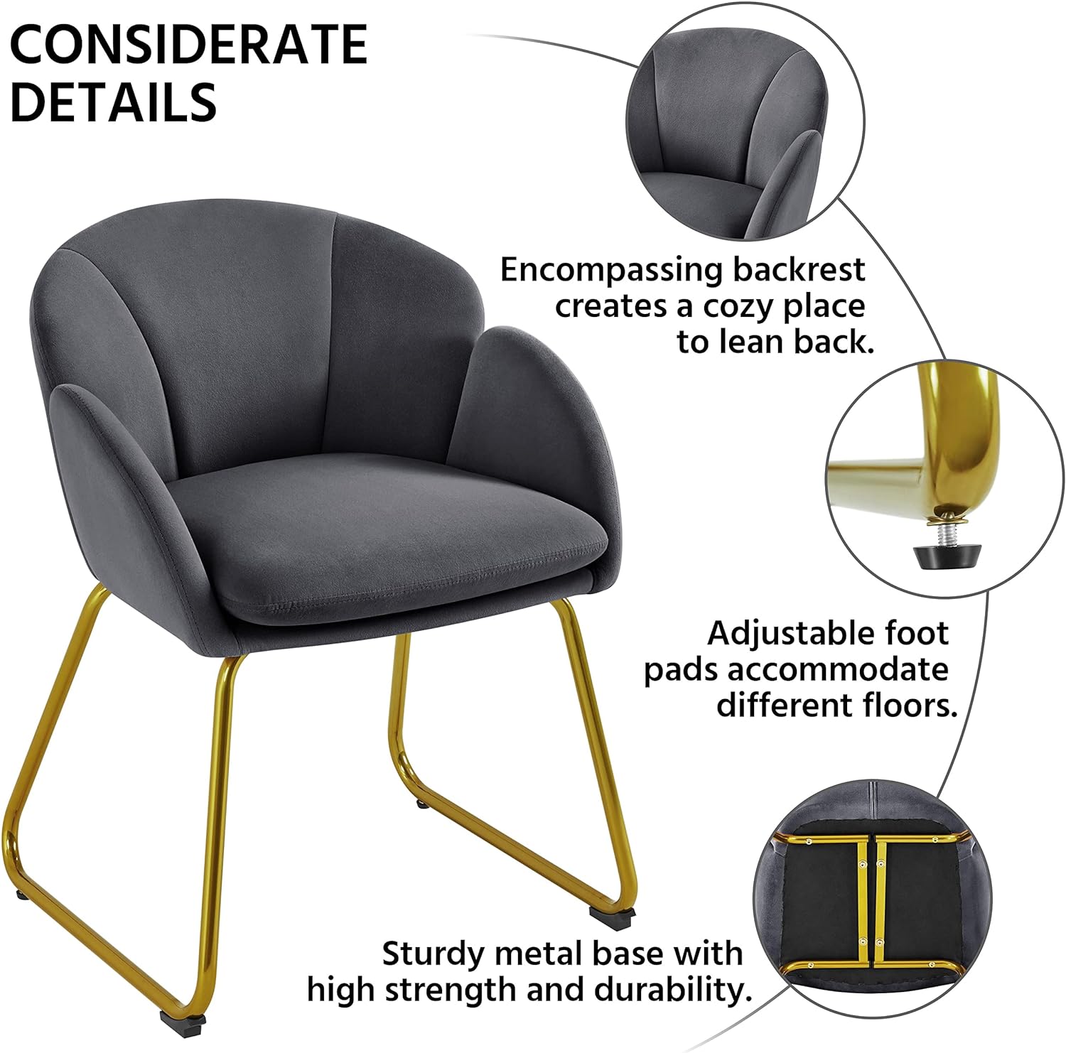 Dark Gray Velvet Barrel Accent Chair T976