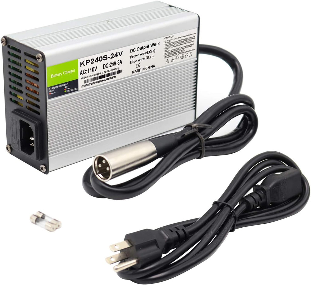 24V 8A Lead Acid Battery Charger with 3-Pin XLR Connector, Pack of 2 J459702