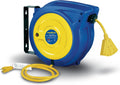 Retractable Extension Cord Reel 14AWG 65 Foot 3C/SJTOW Commercial Cable Triple Tap Connector Power 10A 125VAC 1250W X206