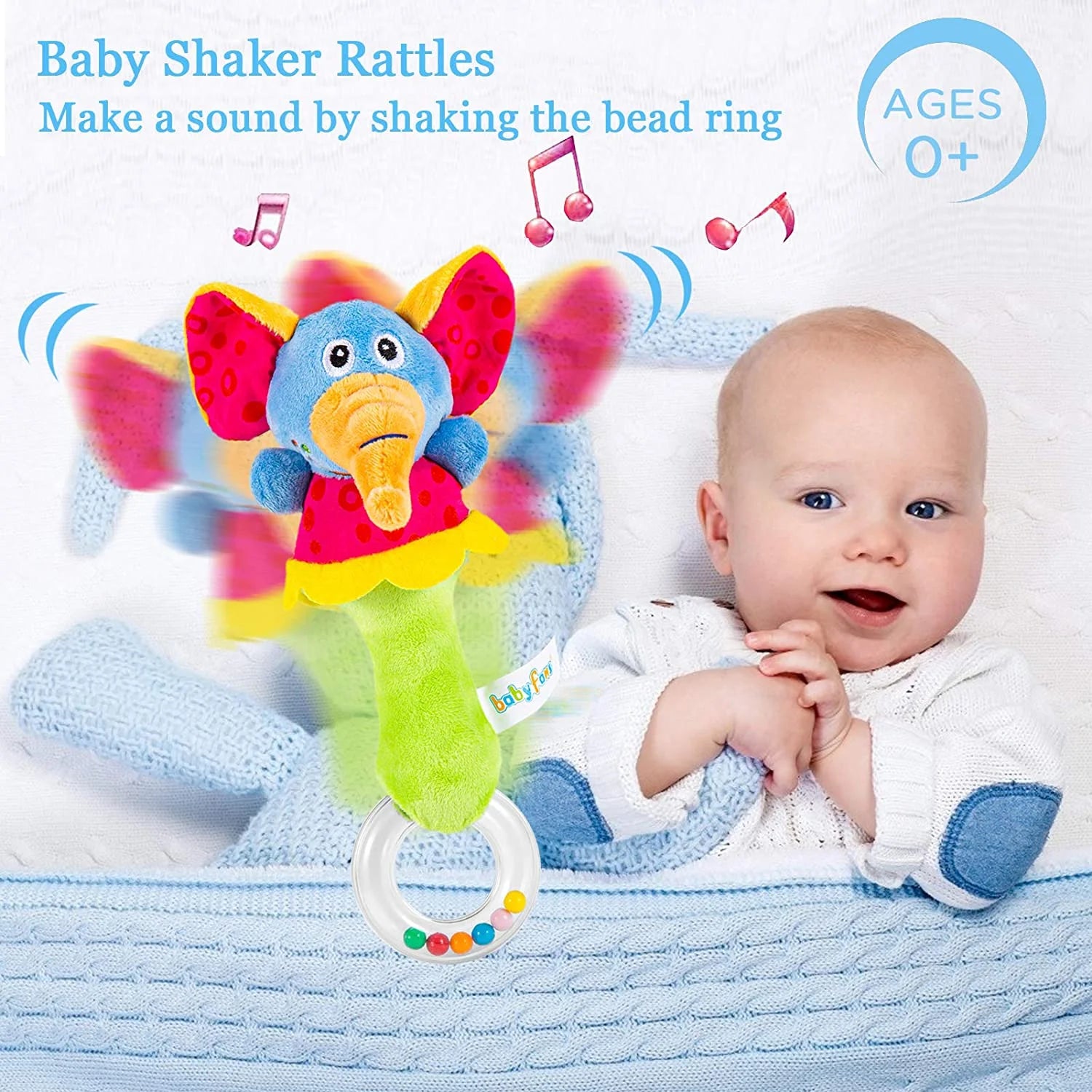 6 Pcs Baby Wrist Rattle & Foot Finder Socks Soft Plush Animal Doll B64279