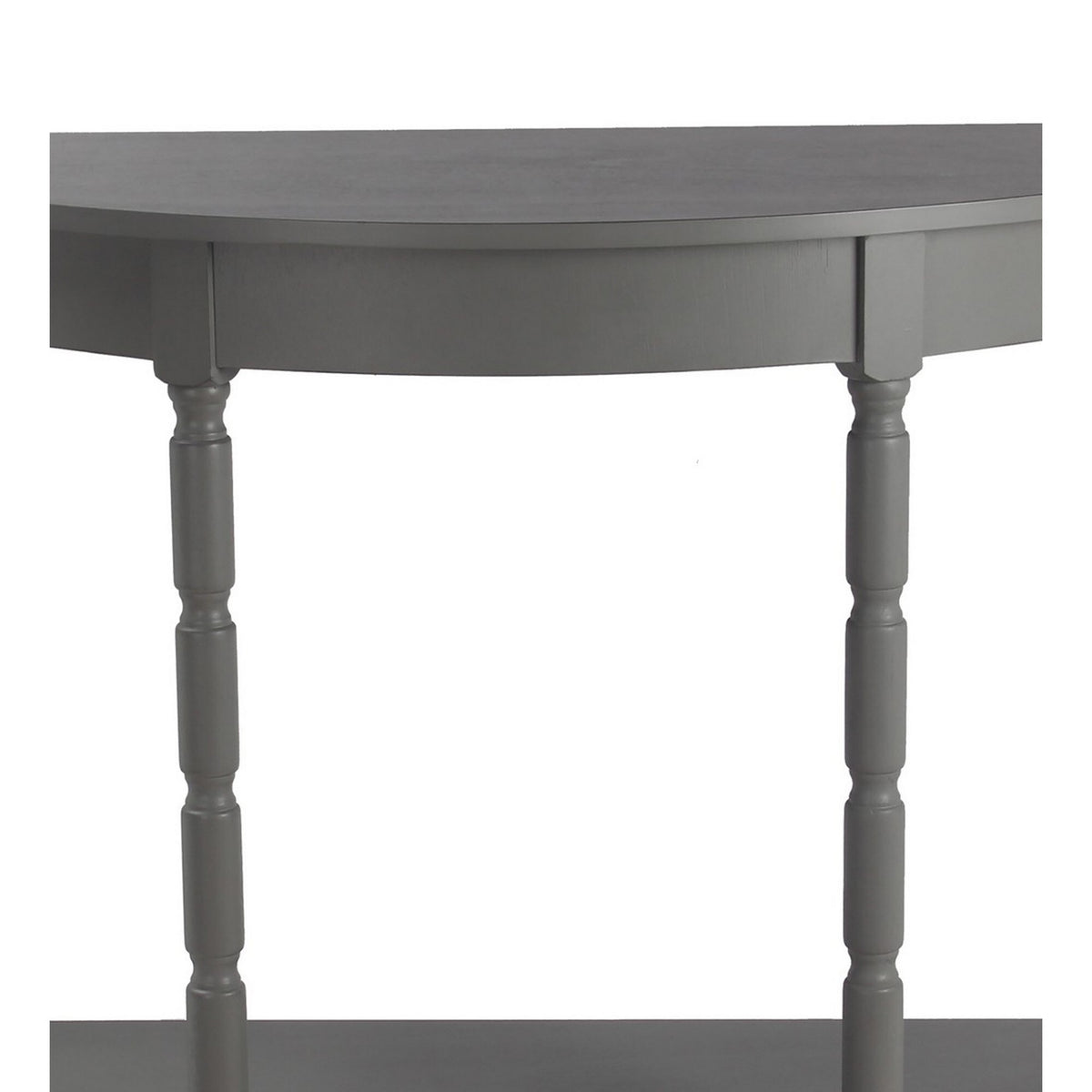 Light Gray Wooden Console Table with Open Shelf and Turned Legs P9924
