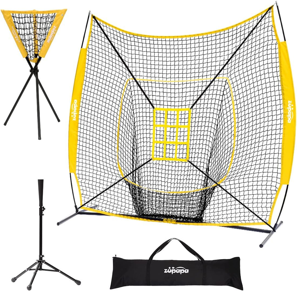 7x7 Feet Baseball Softball Hitting Pitching Net with Strike Zone J97693