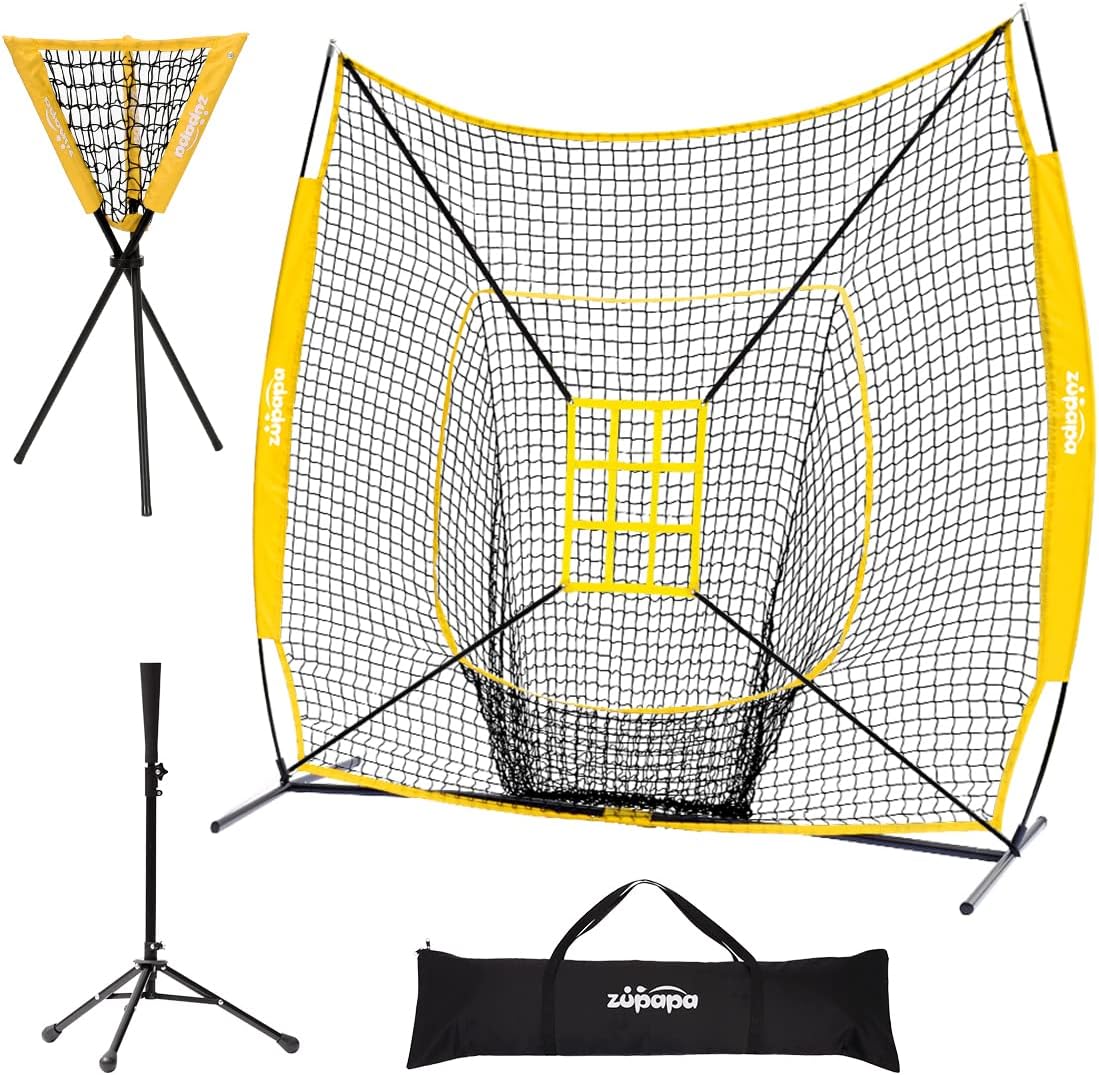 7x7 Feet Baseball Softball Hitting Pitching Net with Strike Zone J97693