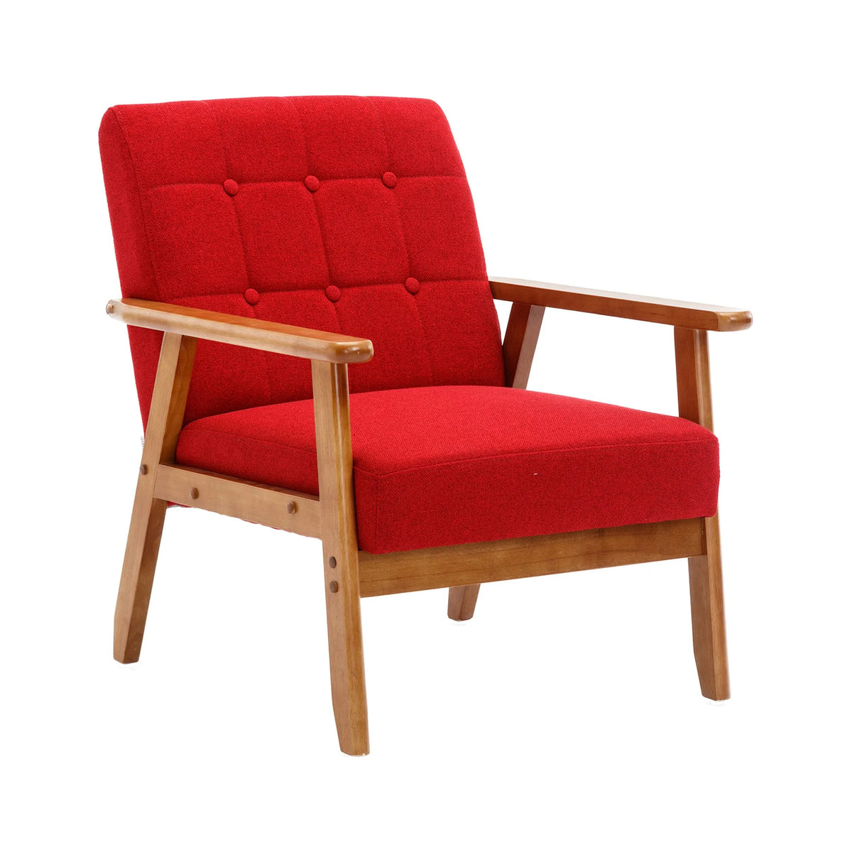 Accent Chairs Set of 2 with Side Table, Wood and Fabric Armchairs J17786