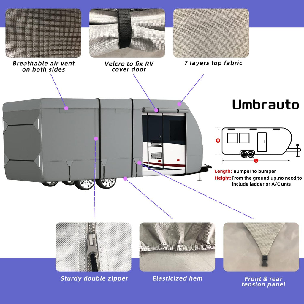 7 Layers Top Camper Cover for 24' to 27' RV with Tongue Jack Cover X7305
