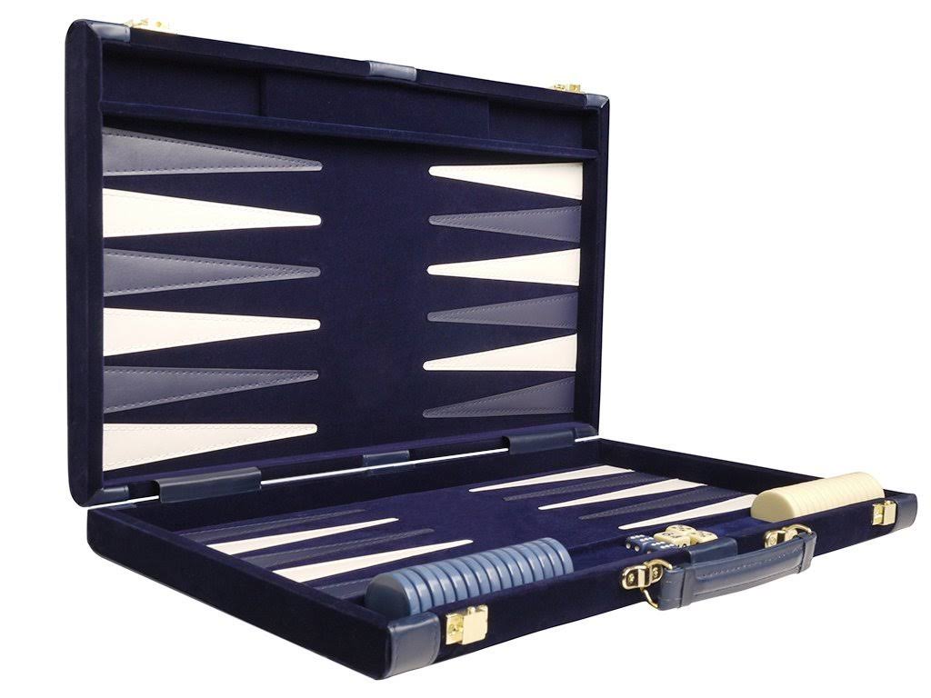 Deluxe Backgammon Set Board Game (Blue - 18x12) P68110