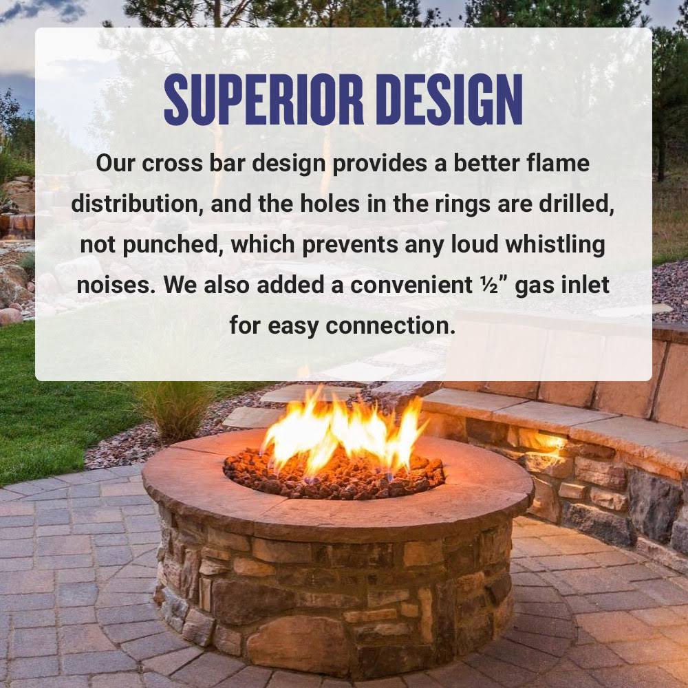 30x22 Triple-Ring Stainless Steel Fire Pit Ring Burner P16739