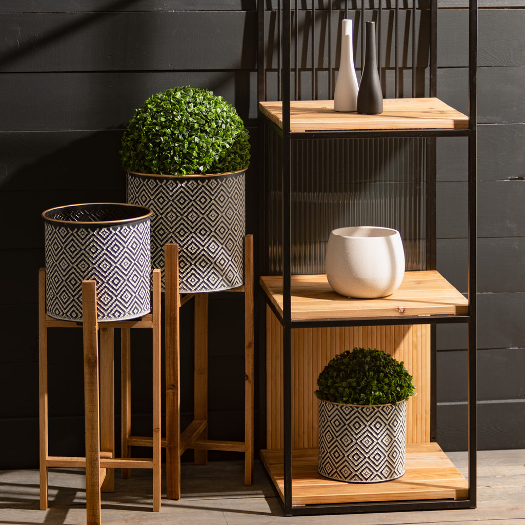 Geometric Motif Metal Planter Set of 3, Multicolored O389