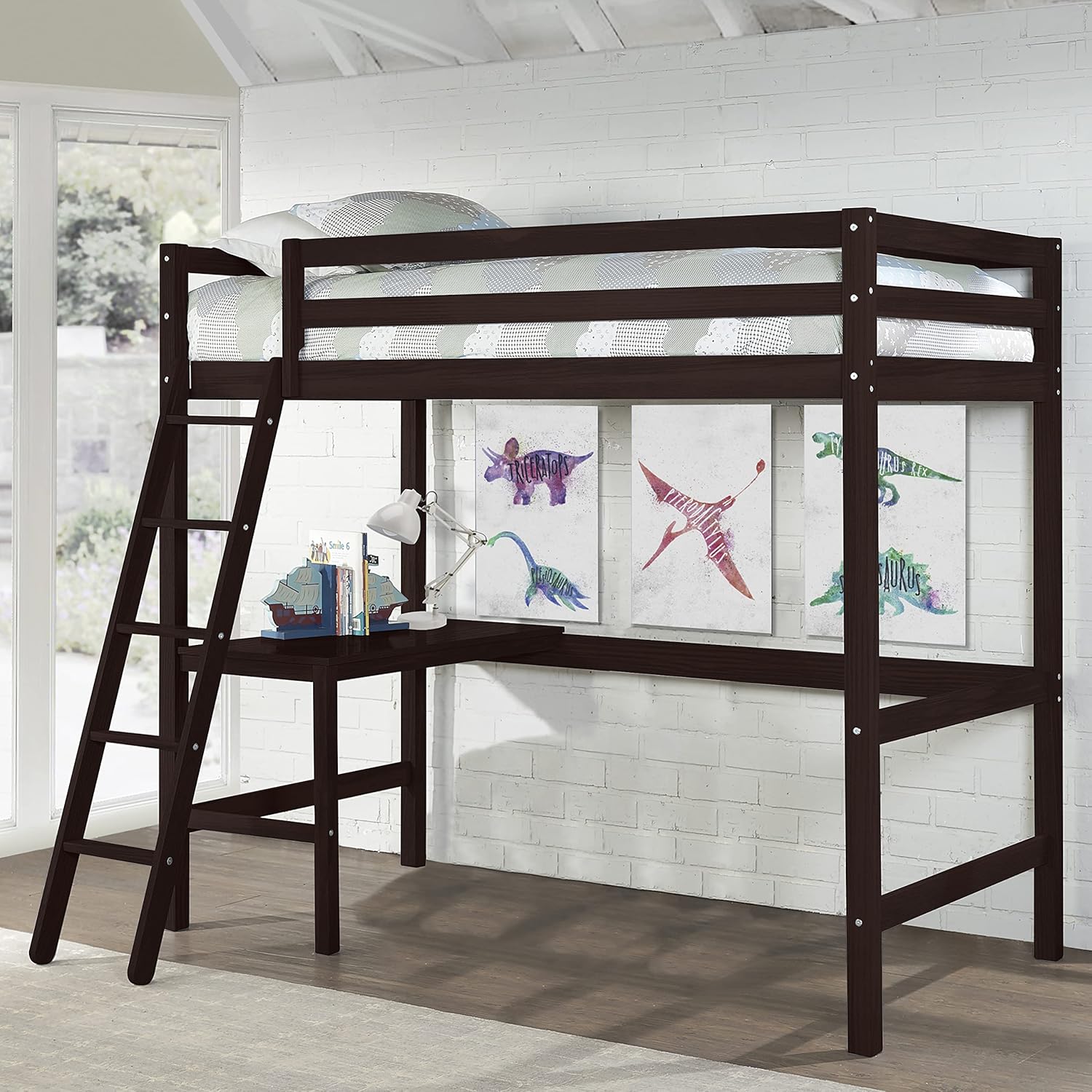 Twin Loft Bed, White D601