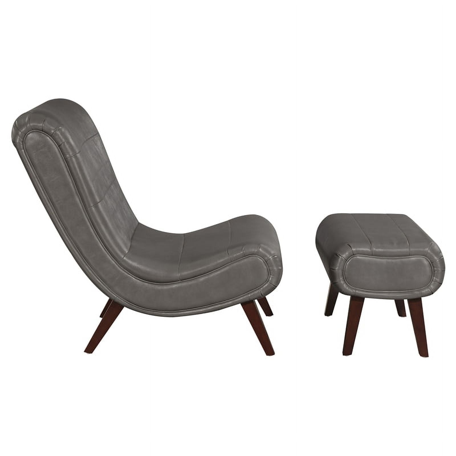 Pewter Faux Leather Lounger with Ottoman H91142