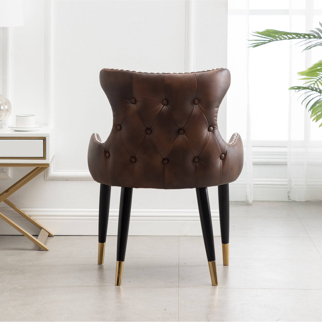 Brown Faux Leather Tufted Accent Chair R97156