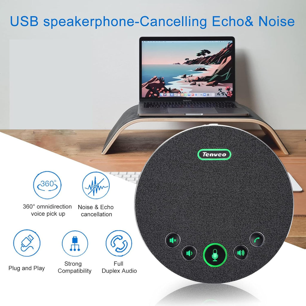 USB Speakerphone Conference Microphone with 4 AI Microphones Noise Cancellation A739