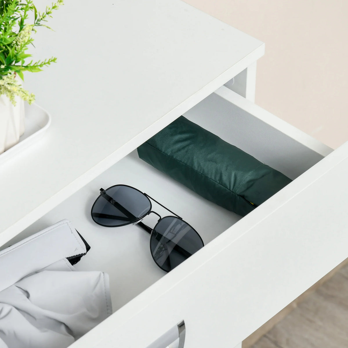 White 3-Drawer Shoe Cabinet with 2 Flip Doors B17548
