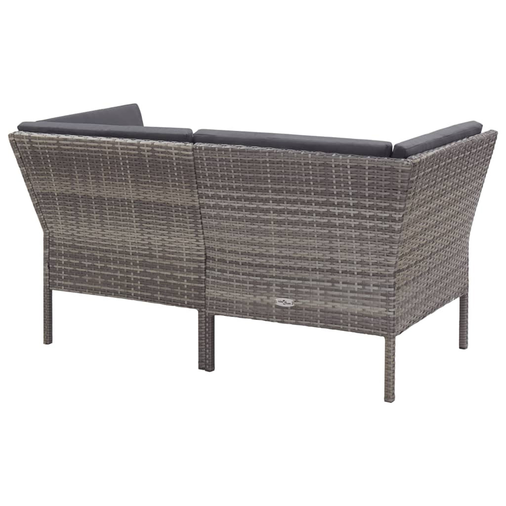 6 Piece Outdoor Conversation Set Gray Poly Rattan Patio Sectional Set V483