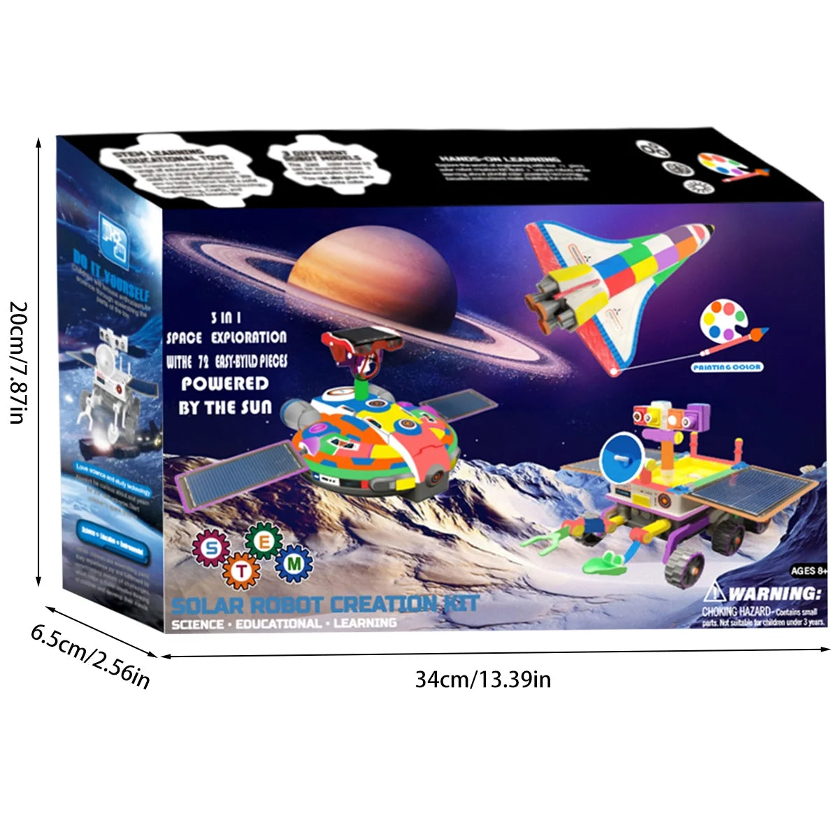 3 In 1 Solar Robot Kit with Paints and Paintbrush DIY Science Experiments Toys Q934920