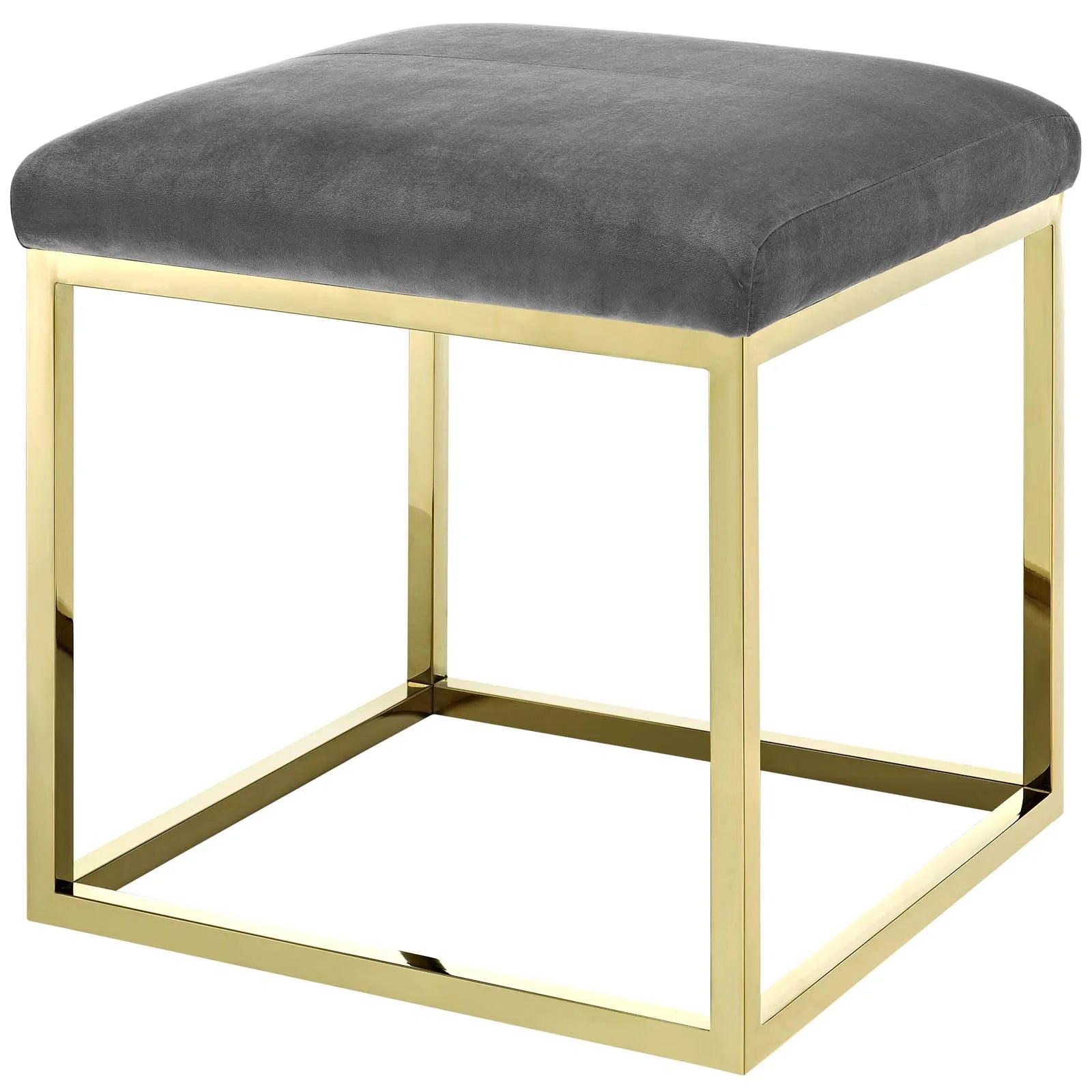 Gold Gray Velvet Accent Chair Ottoman Q7813