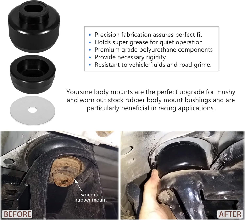 Body and Cab Mount Bushing Kit Polyurethane Black Pack of 2 N76340