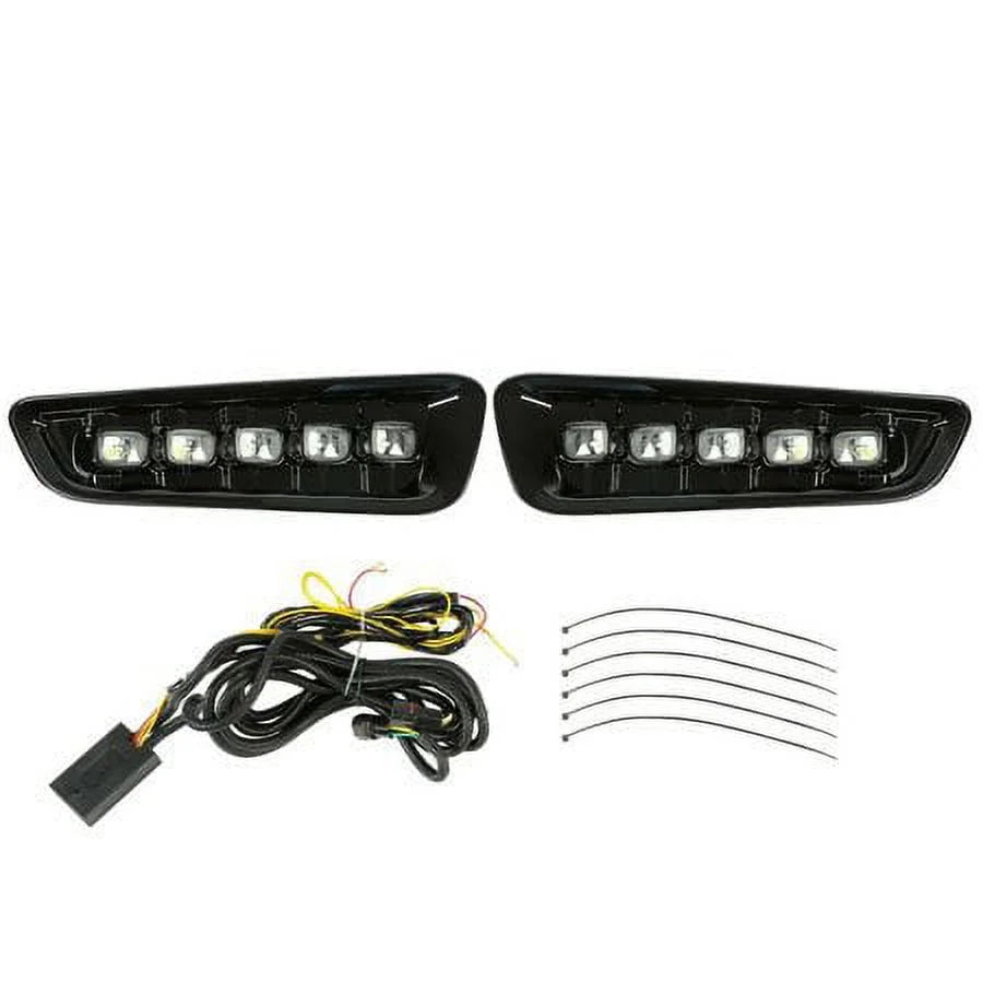 LED Running Light with Turn Signal Fog Light Bezels White and Amber E472192