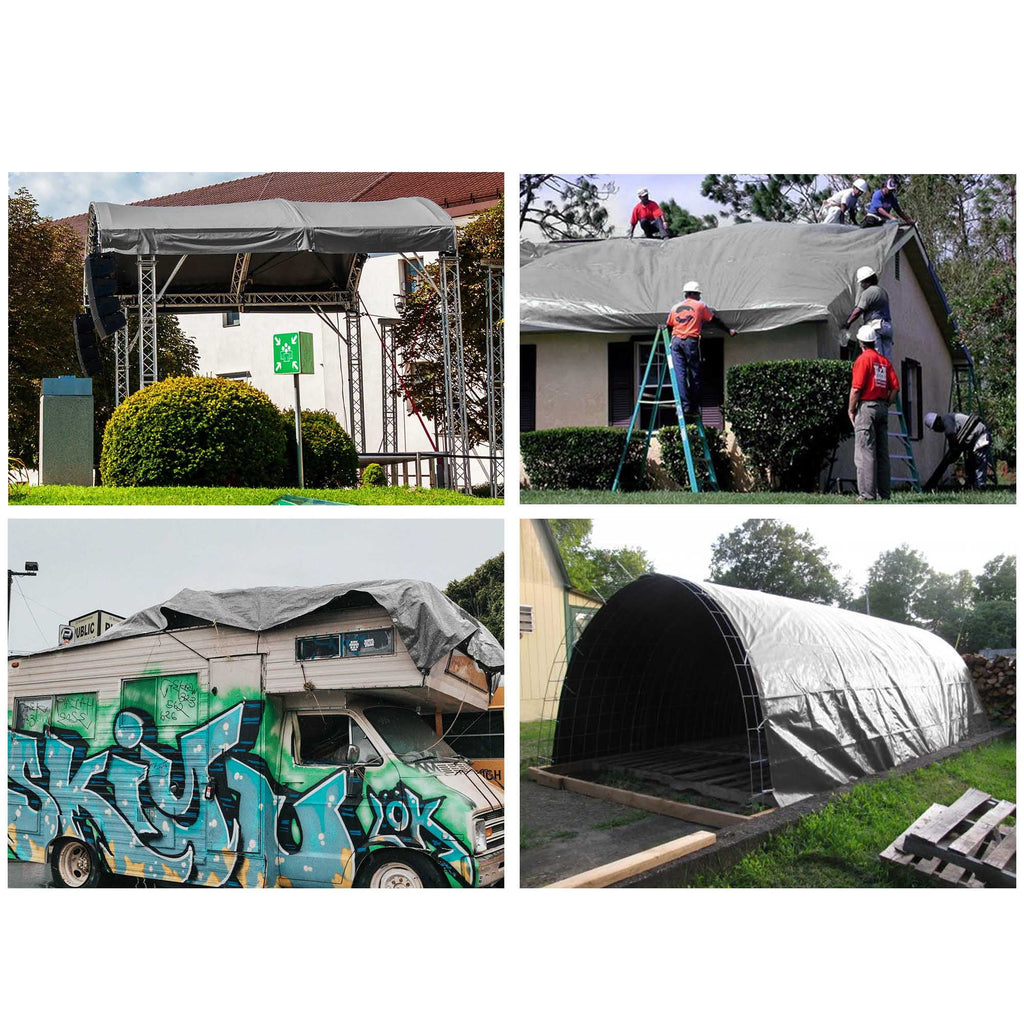 9x12 Ft Waterproof Poly Tarp with 25 Ball Bungees 10mil Tarpaulin R642