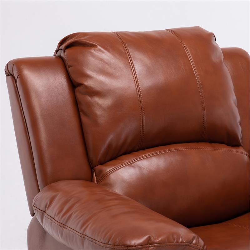 Caramel Faux Leather Glider Rocker Recliner F6390