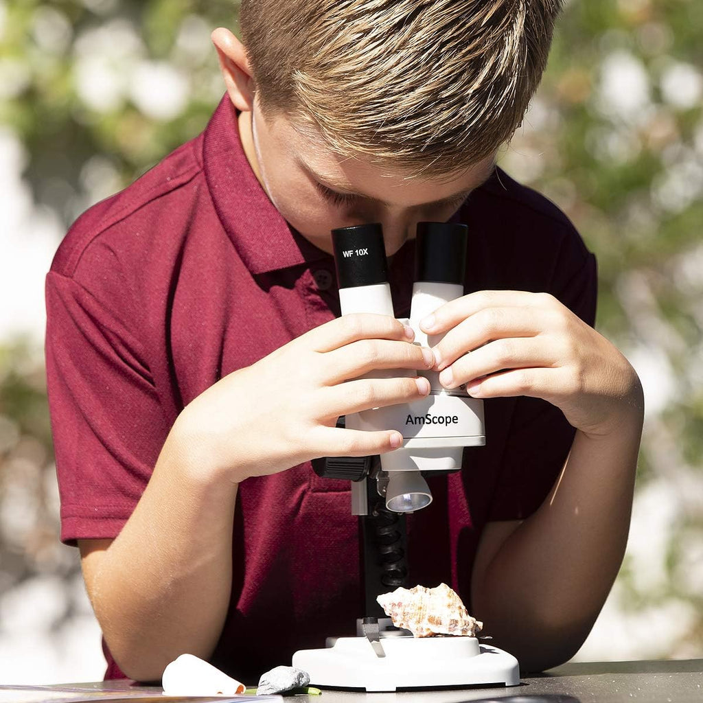 Portable Binocular Stereo Microscope, 20X and 40X Magnification, LED Light Source I50405