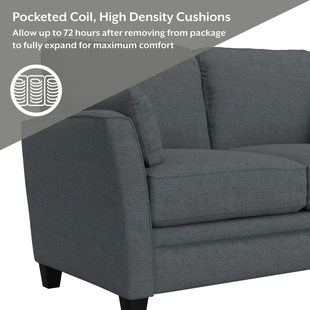 Gray Upholstered Loveseat with 2 Pillows L106