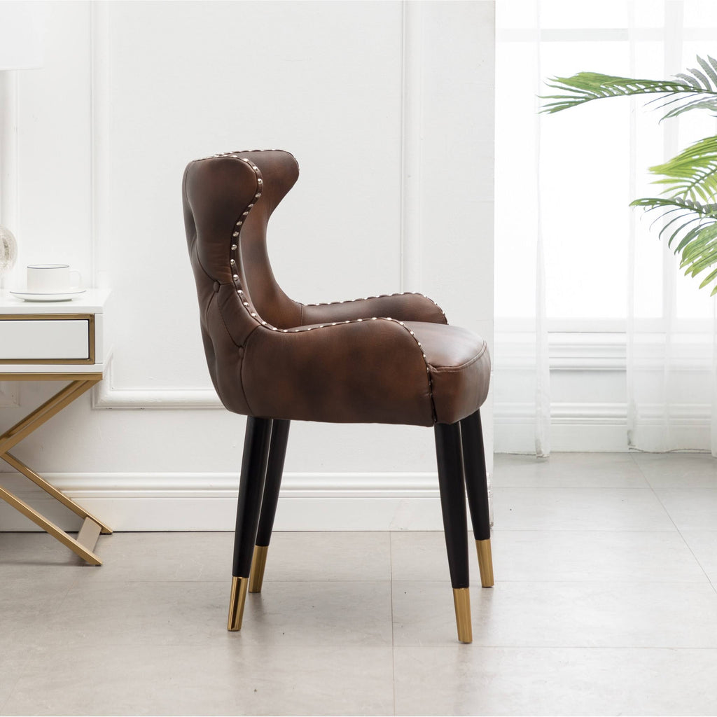 Brown Faux Leather Tufted Accent Chair R97156