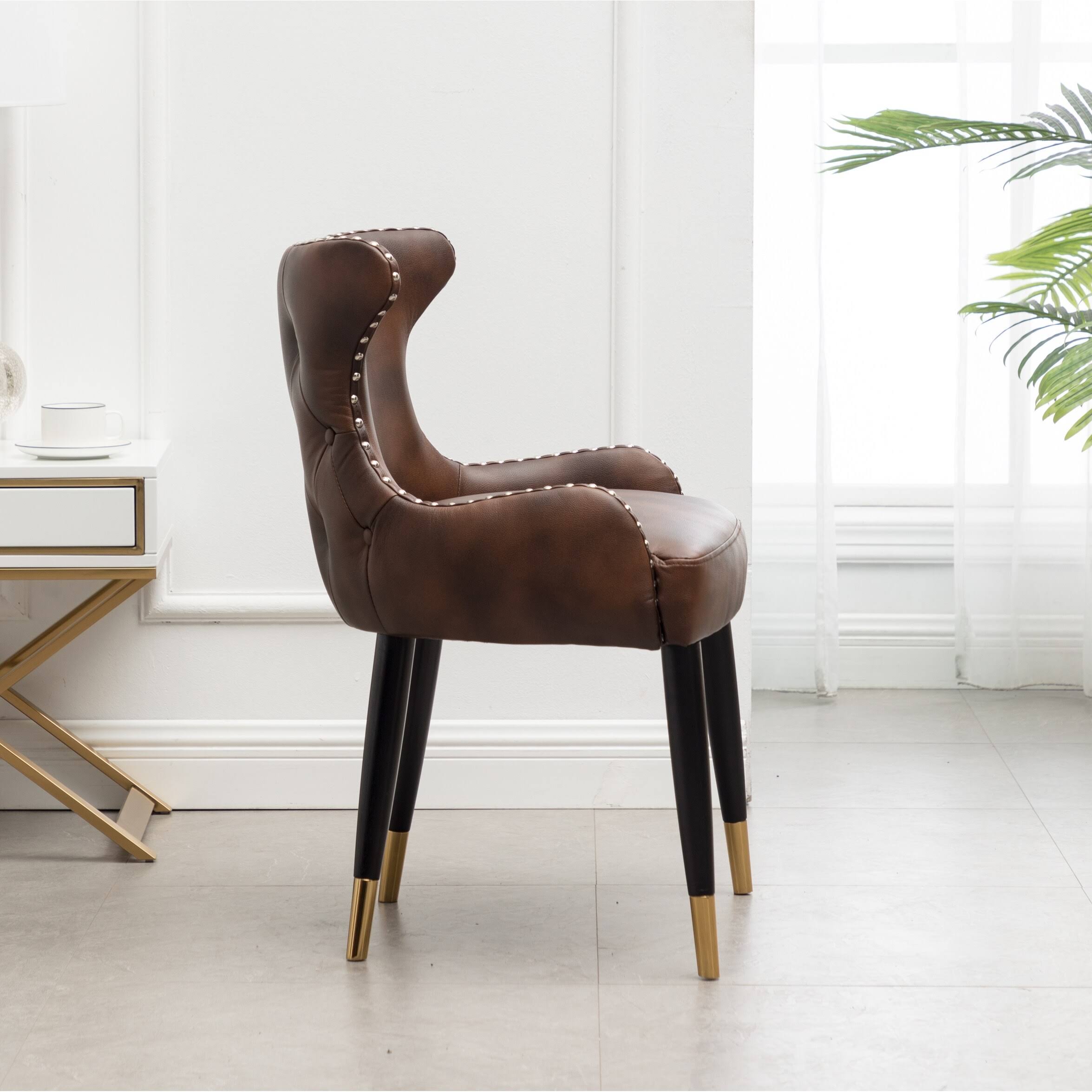 Brown Faux Leather Tufted Accent Chair R97156