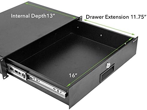 19 Inch Rack Mount Lockable Deep Drawer 2U Pack of 2 J3558