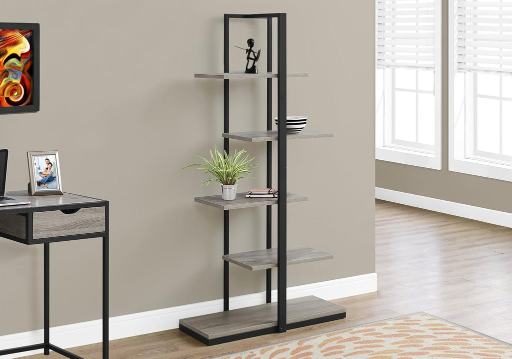 Dark Taupe Black Metal Bookcase A6062