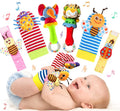 6 Pcs Baby Wrist Rattle & Foot Finder Socks Soft Plush Animal Doll B64279