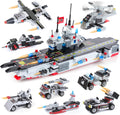 1630 Pieces Aircraft Carrier Building Blocks Set with Army Car, Helicopter, Airplane, Warship, Boat N9538