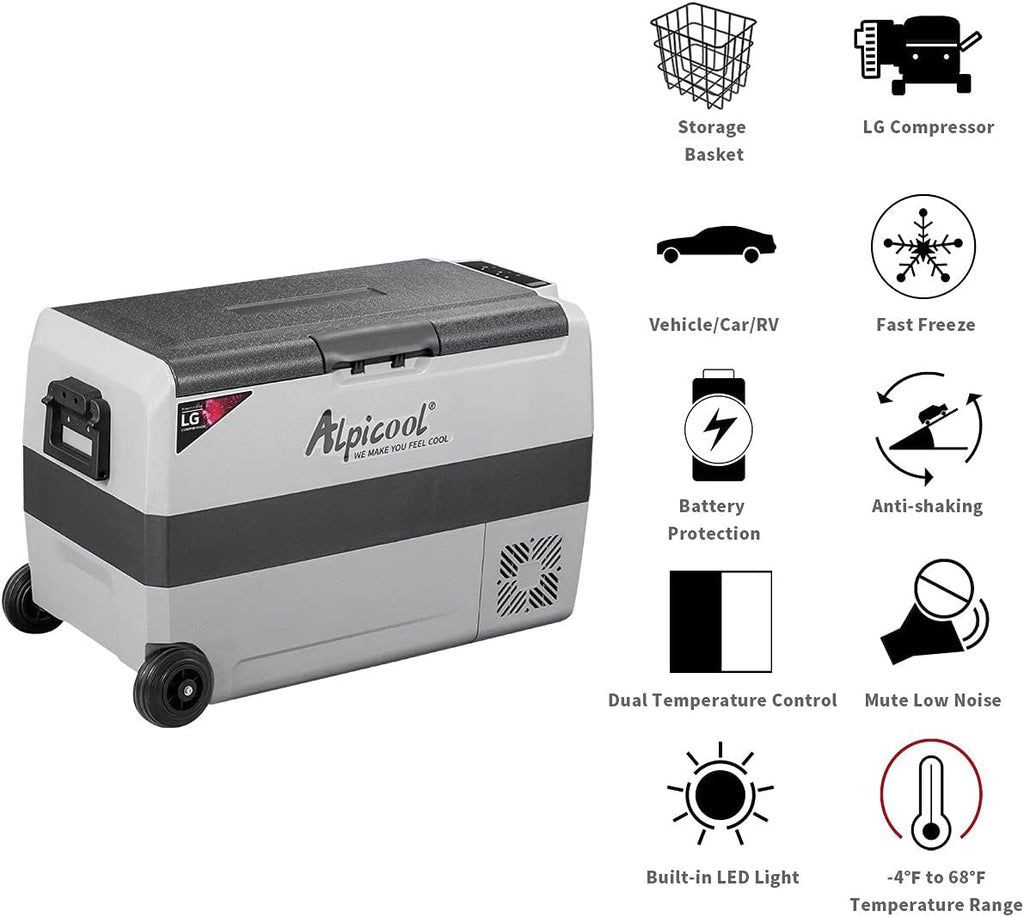53 Quart Dual Temperature Control Portable Car Fridge Freezer E902292