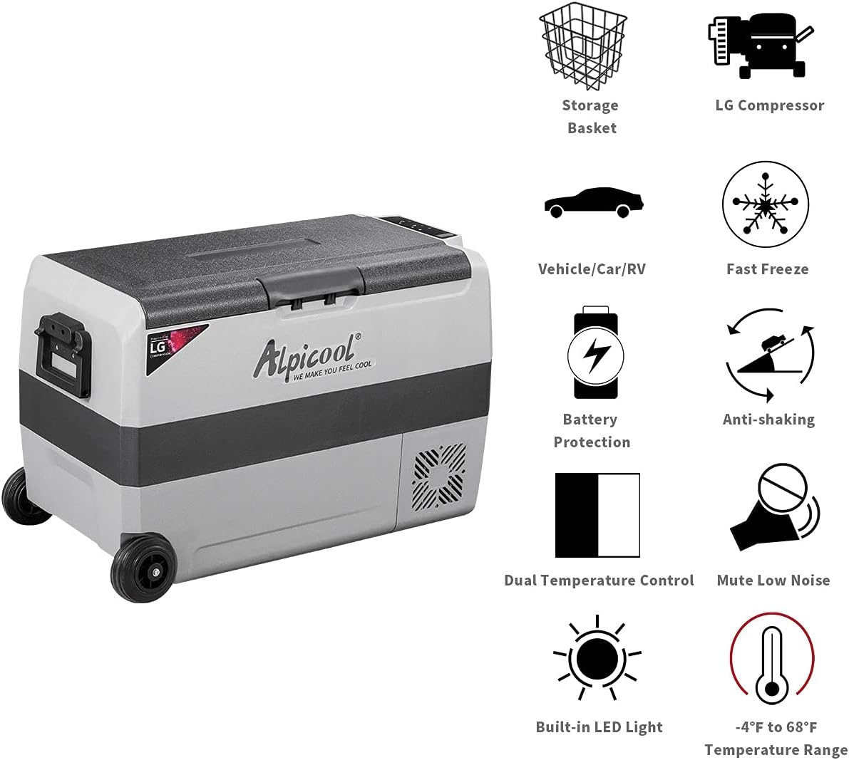 53 Quart Dual Temperature Control Portable Car Fridge Freezer E902292