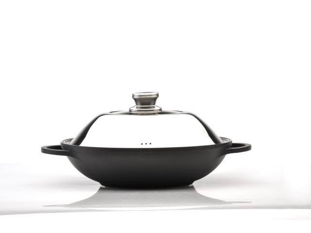 12.25x22 Chinese Covered Wok Ceramic Titanium Cast U371547