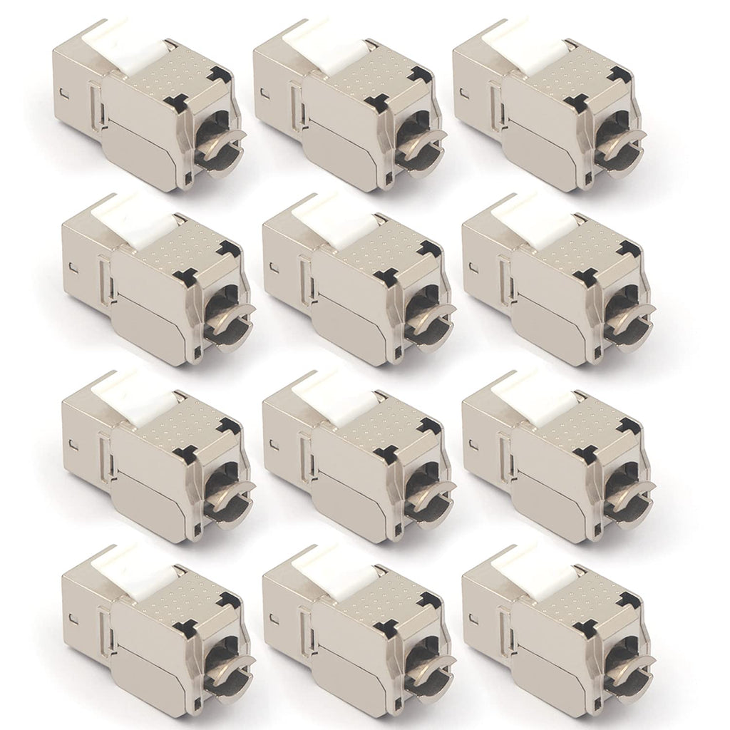 RJ45 Cat6A Shielded Keystone Jacks 12 Pack Toolless Modular Jacks L705196