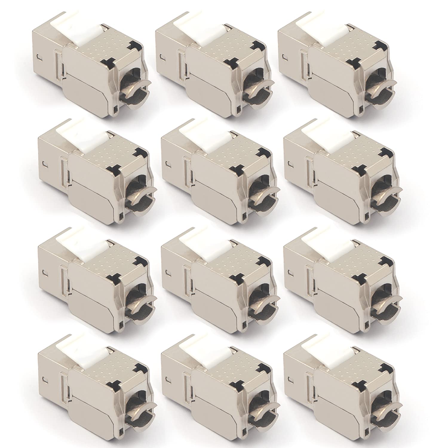 RJ45 Cat6A Shielded Keystone Jacks 12 Pack Toolless Modular Jacks L705196
