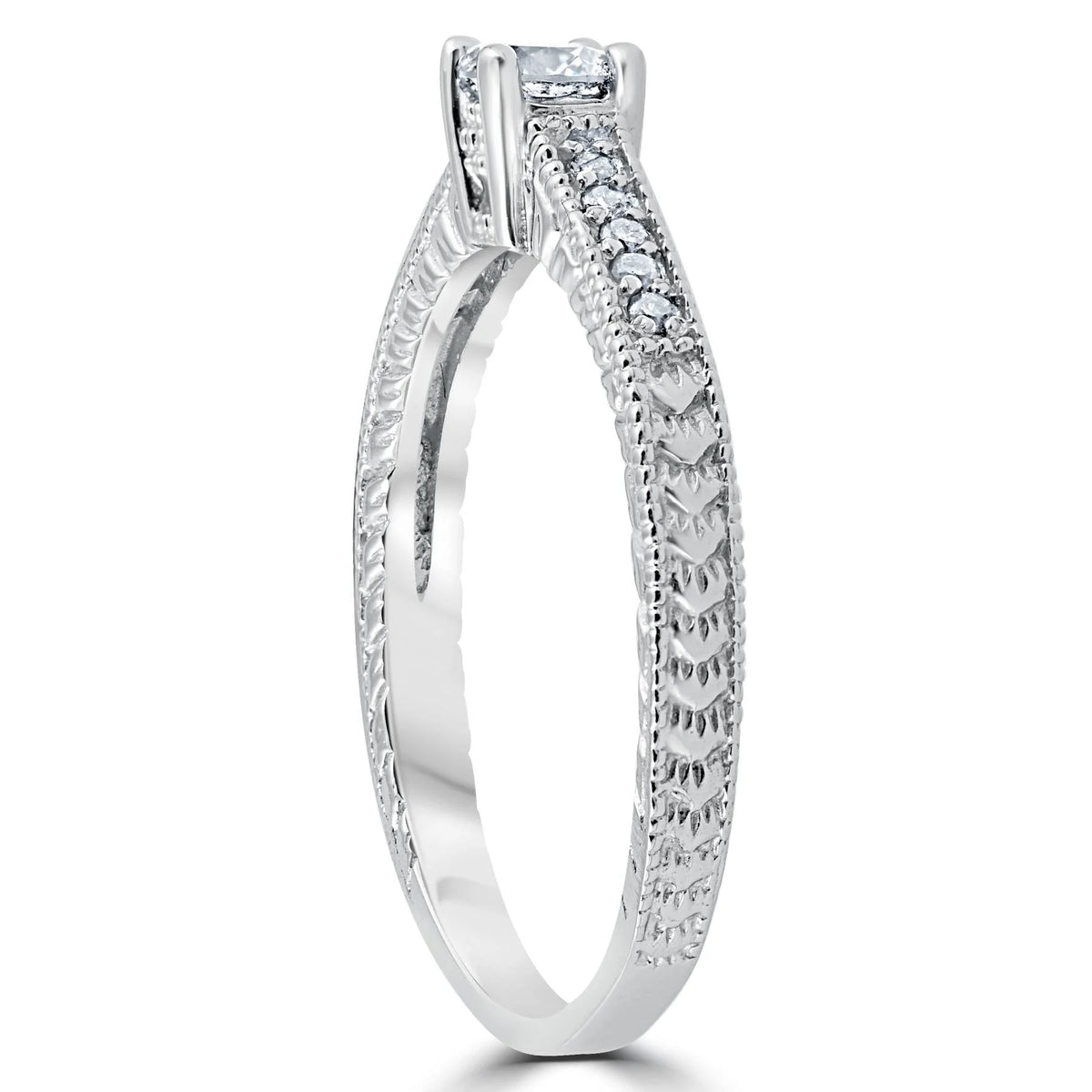 Vintage Diamond Engagement Ring 14K White Gold N103314