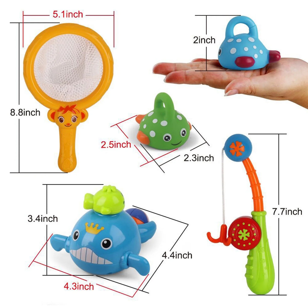 Bath Toys Fishing Games Swimming Whales Water Table Pool Bath Bathtub Tub Toy For Toddlers Baby Kids Infant Girls Boys Bathroom Fish Set Age 18months And Up H1517