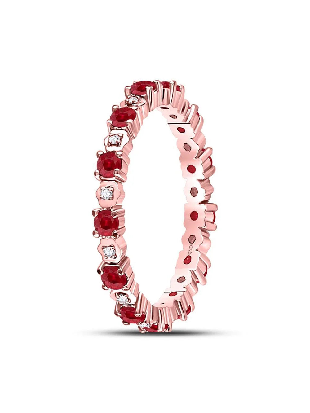 Rose Gold Ruby Diamond Eternity Stackable Band Ring G927