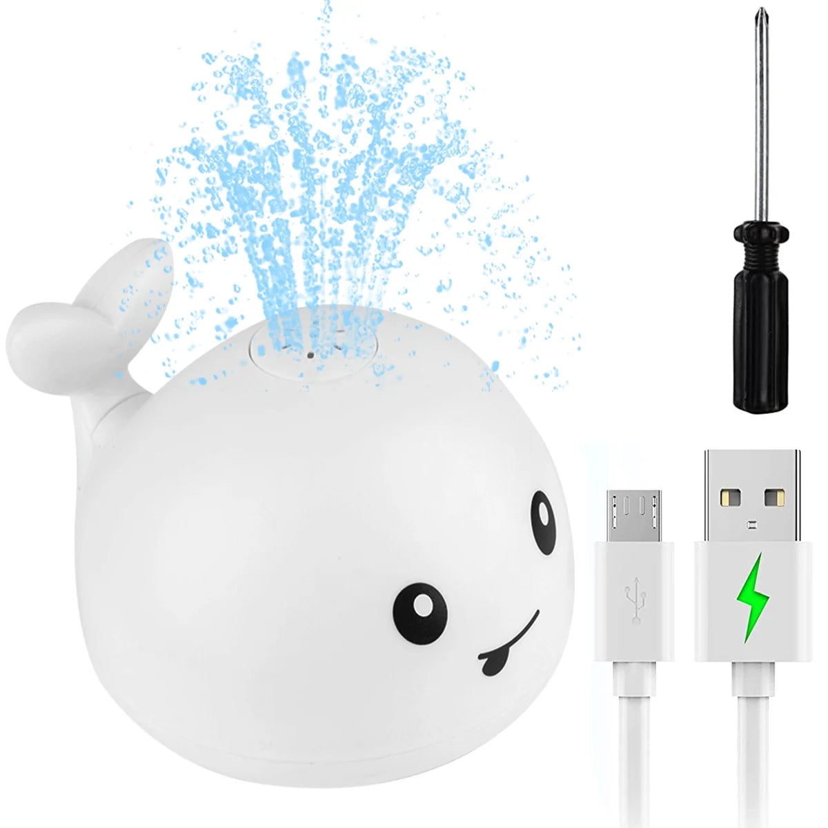 Whale Bath Toy with Light, Double Layer Waterproof Rechargeable Water Sprinkler Bath Toy U1352