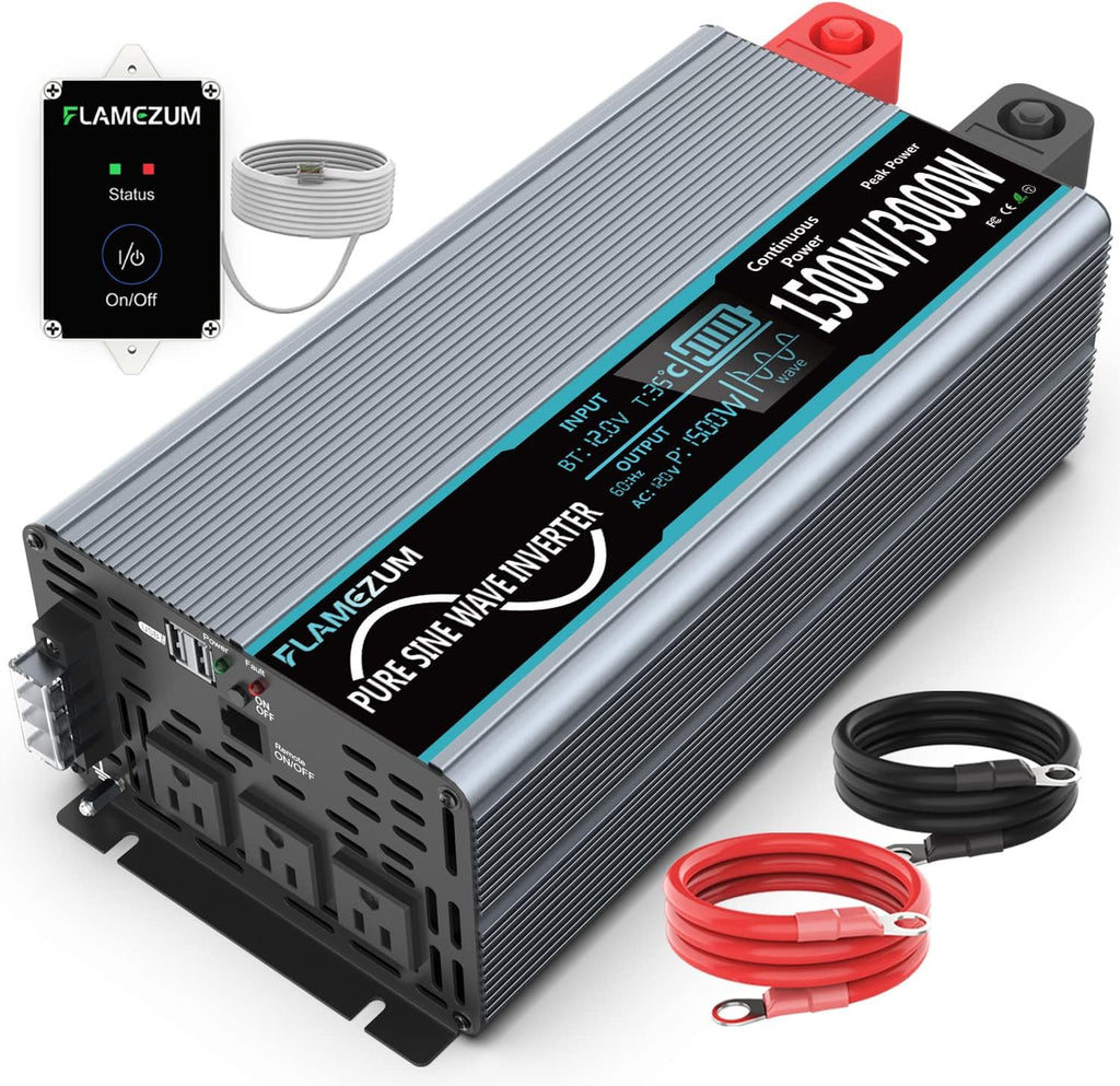 1500 Watt 12V DC to 110V AC Power Inverter with 2 USB Ports, Pack of 2 S492