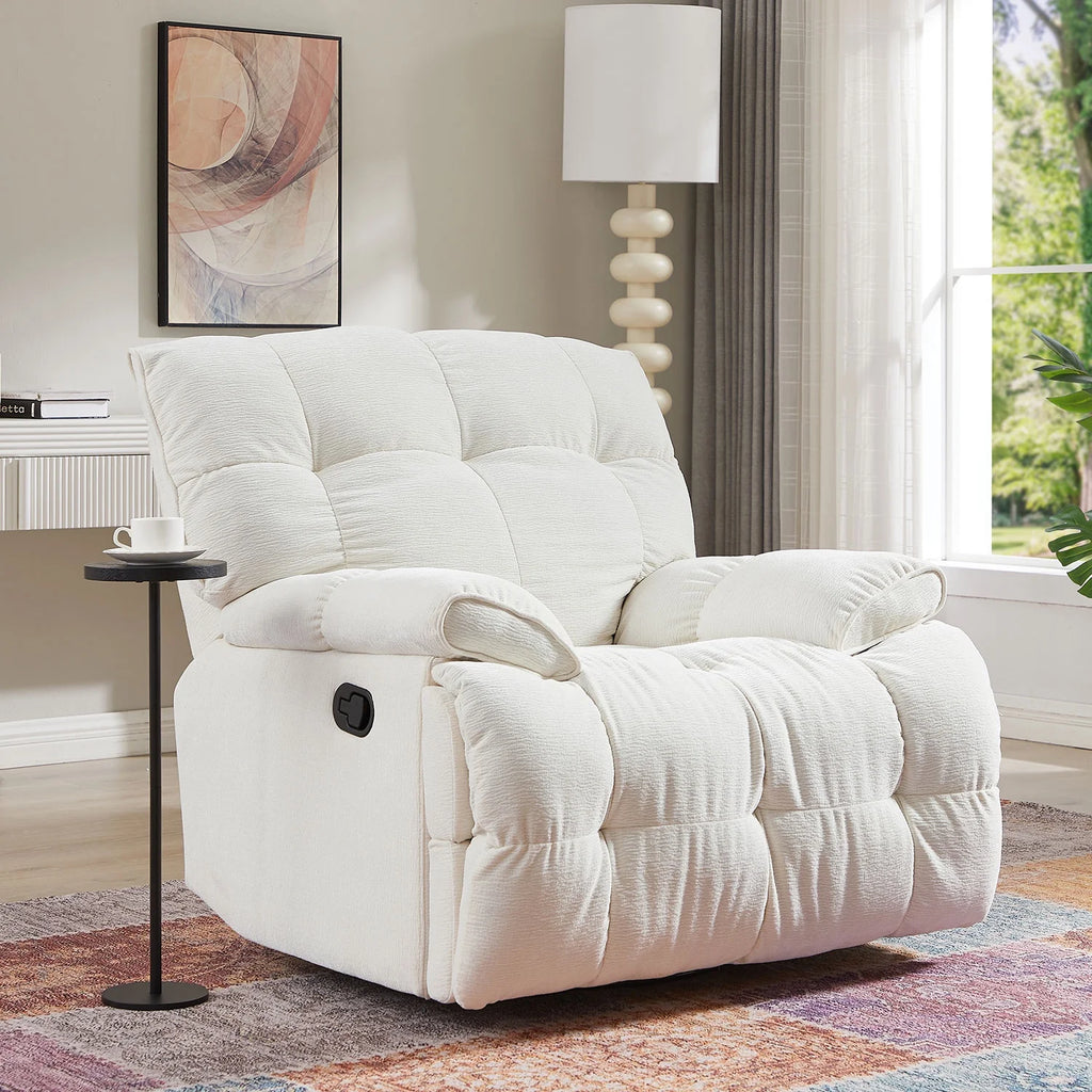 Cream Fabric Single Sofa Reclining Chair J88127