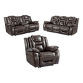 Brown Faux Leather Dual Power 3PC Set J2397