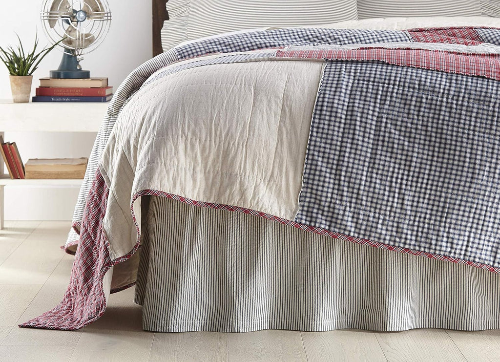 Denim Blue Cotton King Bed Skirt D82186