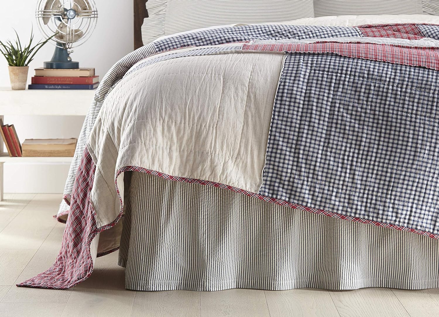 Denim Blue Cotton King Bed Skirt D82186