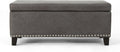 Slate Microfiber Storage Ottoman D8899