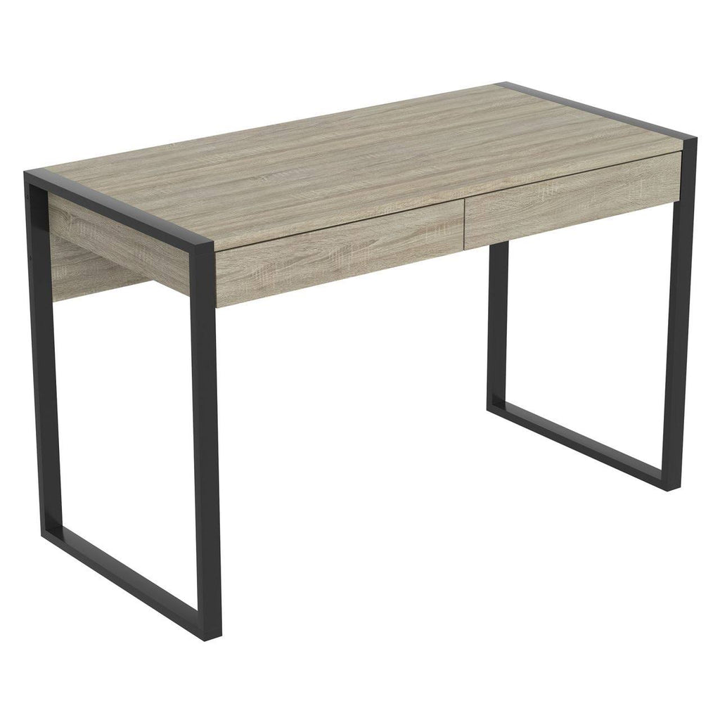 Dark Taupe 2-Drawers Computer Desk with Black Metal K453